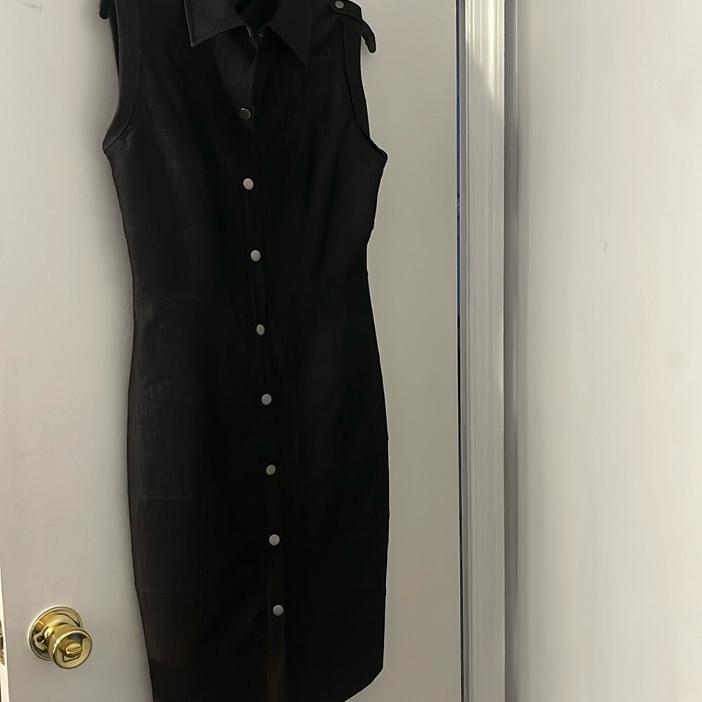 Calvin Klein Blue Denim Capsleeve Dress with Collar. Size 4